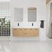 Floating Double Sink Bathroom Vanity With Drawers And Doors, Extra Large Storage, Integrated Sink, Soft Close Hardware - Glossy White / Light Oak Home Essentials