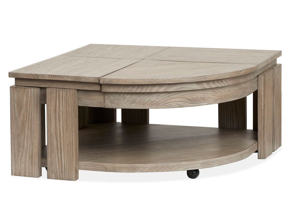 Conrad - Pie Shaped Lift Top Cocktail Table With Casters - Stone Harbor Gray Magnussen Furniture