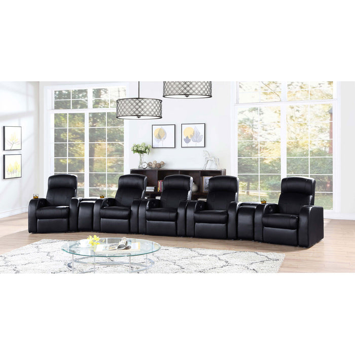 Franky - 7 Piece Seater Home Theater Set, Reclining Chairs & Storage Consoles - Black Furniture Max