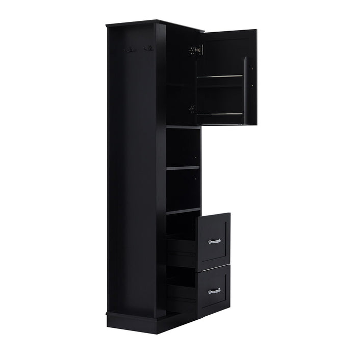 Freestanding Bathroom Storage Cabinet With Adjustable Shelves And Side Hooks Board, Rectangle Design Hearth and Haven