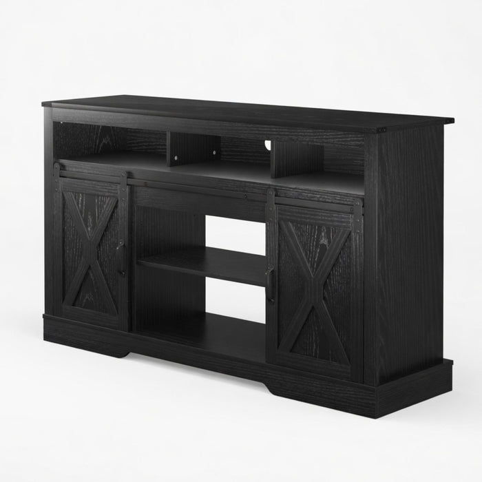 Farmhouse TV Stand With Sliding Barn Doors & Adjustable Storage Home Essentials