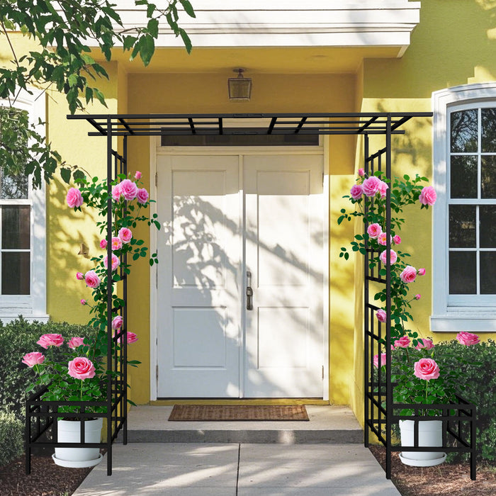 Garden Arch With Adjustable & Climbing Plants Support - Black Daily Nest