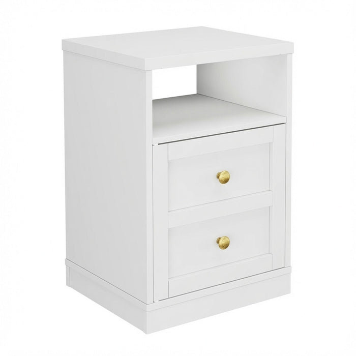 Nightstand With Door & Shelf, 2 Drawer Side Table Home Essentials