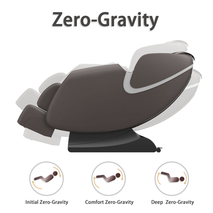 Bosscare - Massage Chair Recliner With Zero Gravity, Full Body Airbag Massage Chair With Bluetooth Speaker, Foot Roller Brown - Brown Daily Nest