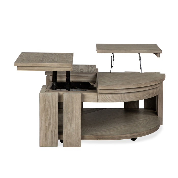 Conrad - Pie Shaped Lift Top Cocktail Table With Casters - Stone Harbor Gray Magnussen Furniture
