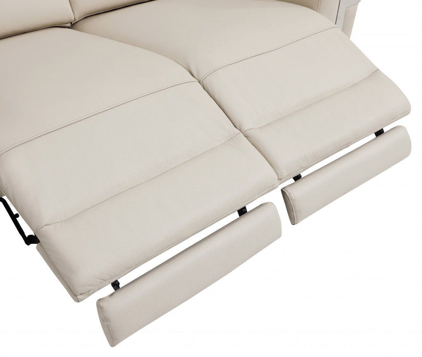 Italian Leather USB Sofa - Beige