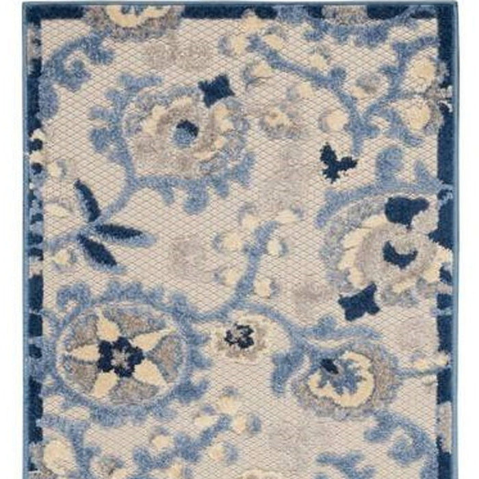 2' X 6' Toile Non Skid Indoor / Outdoor Runner Rug - Blue / Gray