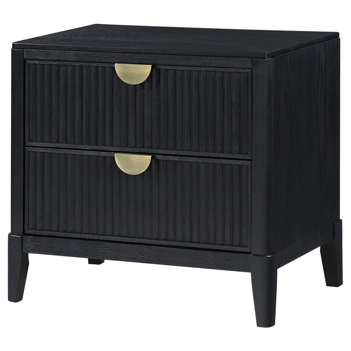 Mason - 2 Drawer Nightstand With Fluted Design - Black Furniture Max