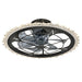 Caged Ceiling Fan & Remote Controlled Dimmable LED Lights, Flush Mount Fan, Low Profile Design - Antique Black Daily Nest