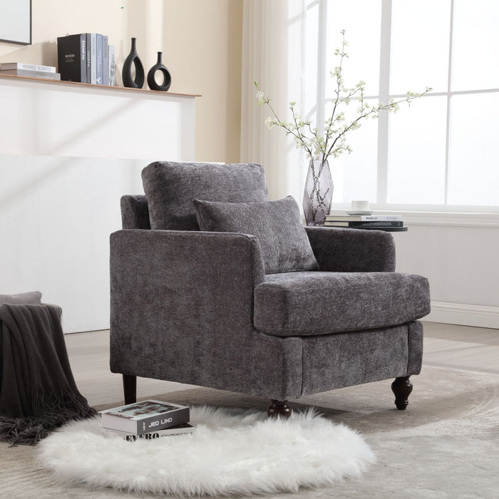 Coolmore Wood Frame Armchair, Modern Accent Chair Lounge Chair For Living Room, Gray