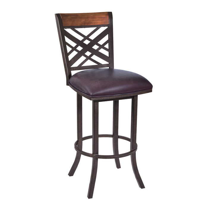 Faux Leather Bar Height Bar Chair - Brown