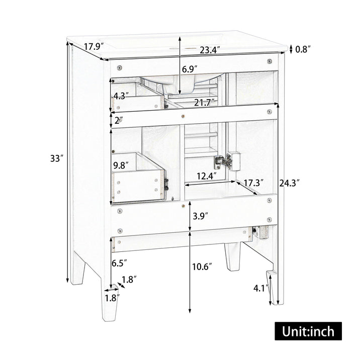Modern Bathroom Vanity With Sink, Freestanding Cabinet With Drawers And Shelves Hearth and Haven