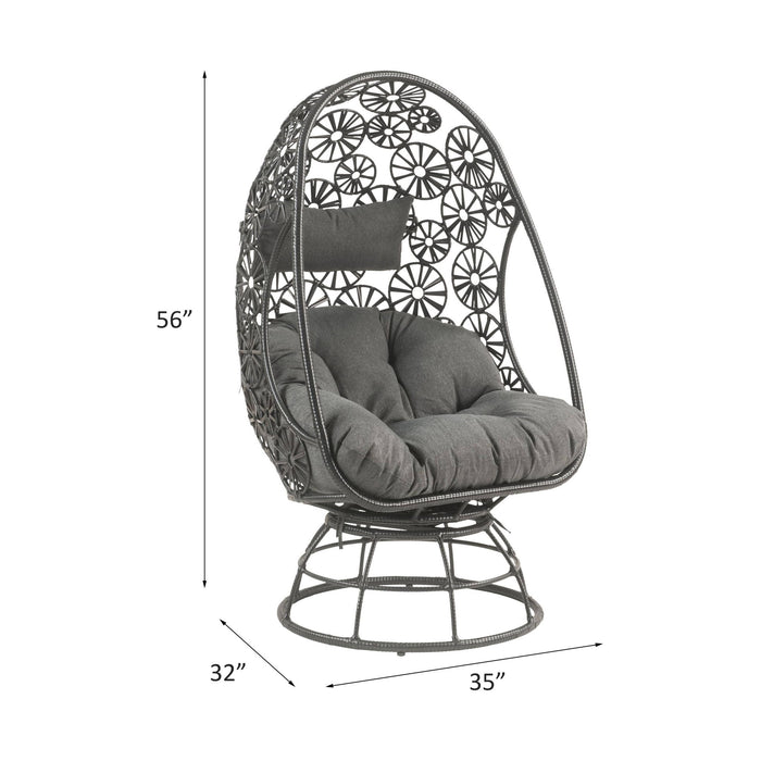 Hikre - Patio Lounge Chair & Side Table - Black / Charcoal Acme