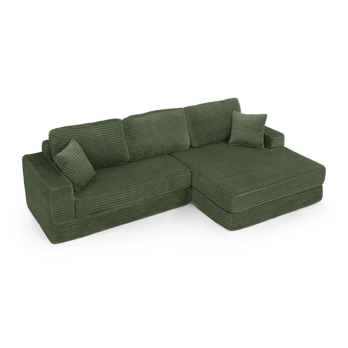 Modern Minimalist L Shape Modular Sectional Sofa, Corduroy Couch