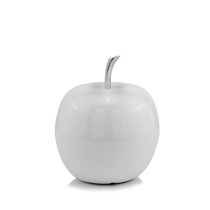 Mini Apple Shaped Aluminum Accent Home Decor - White Coated
