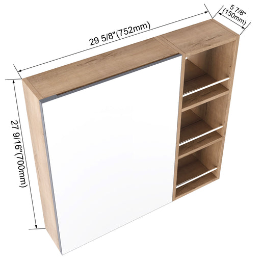 29.63" Wall Mounted Bathroom Cabinet With Adjustable Shelves - Imitative Oak Home Essentials