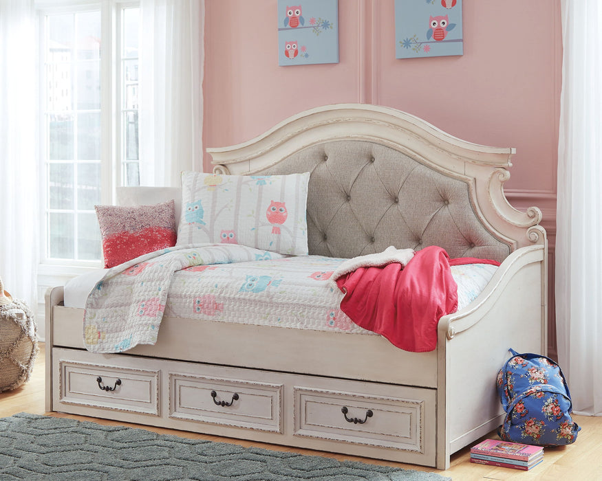 Realyn - Twin Day Bed With Storage - Chipped White Signature Design by Ashley®