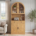 Tall Arched Pantry Cabinet With Charging Station, Adjustable Shelves, Coffee Bar Home Essentials