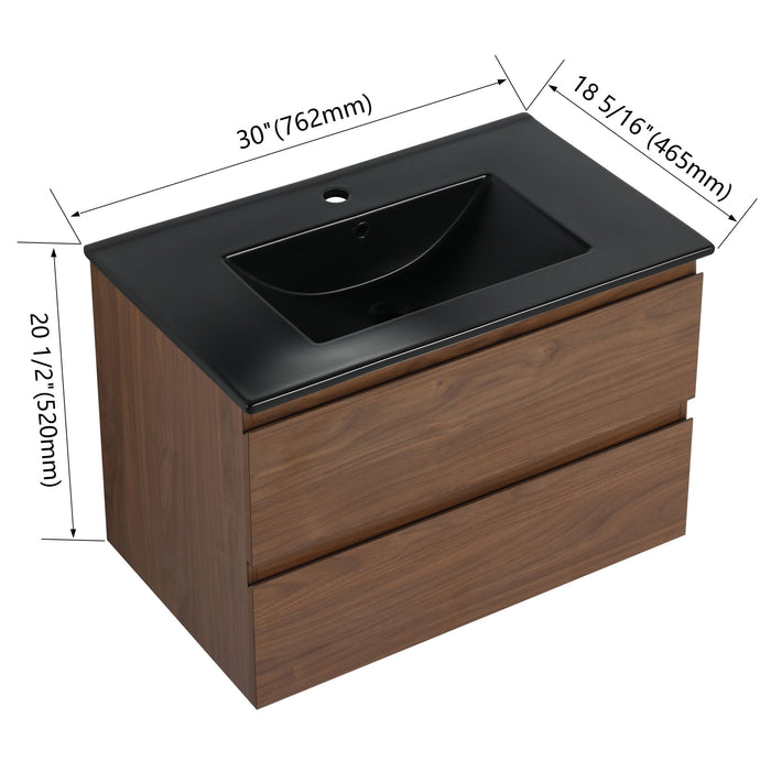 Wall Mounted Bathroom Vanity With Sink, 2 Soft Close Drawers Home Essentials