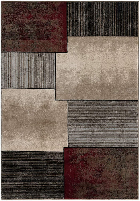 8' Abstract Power Loom Runner Rug - Brown