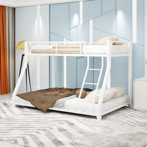 Bunk Bed Frame With Ladder And Guardrail, Heavy Duty Noise Free Design Metal Construction Home Essentials