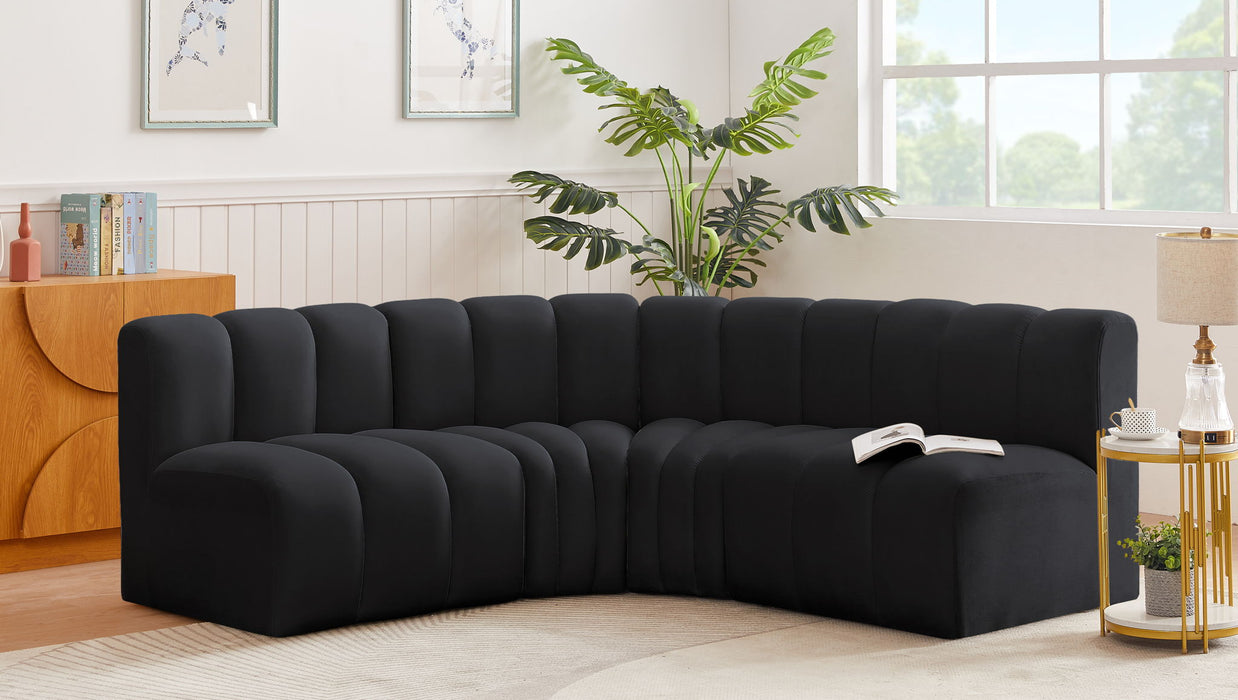 Arc - Velvet 4 Piece Corner Modular Sofa Meridian Furniture