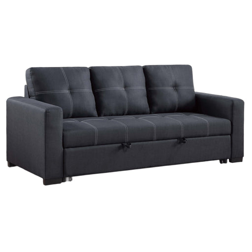 Sectional Sofa Pull Out Bed Upholstered Tufted Convertible Couch - Black Home Essentials