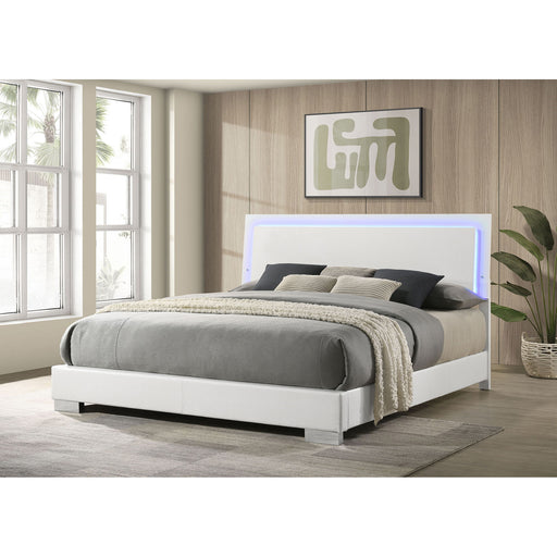 Strick & Bolton - High Gloss Panel Bed With LED Lights Furniture Max