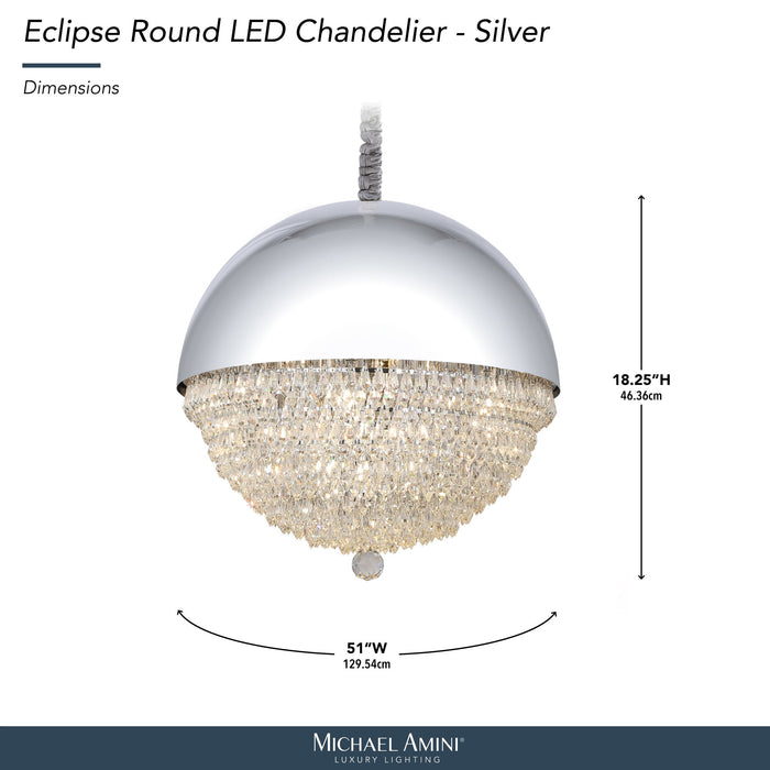 Michael Amini Lighting - Eclipse LED Crystal And Metal Chandelier - Silver Michael Amini