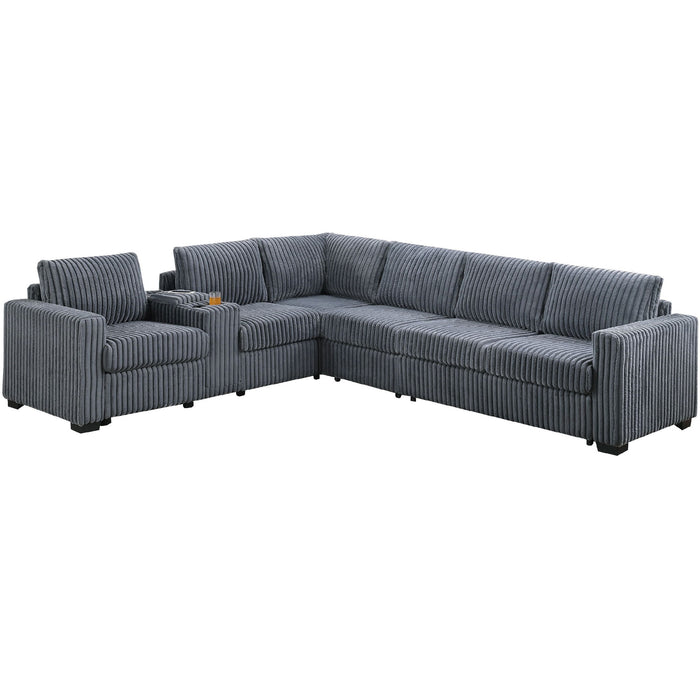 Modern Style L-Shape Sectional Set, USB Ports, Cup Holder Home Essentials