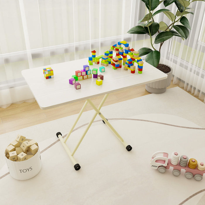 Adjustable Standing Table, Indoor & Outdoor Use, Portable With Adjustable Height - Off White / White Home Essentials