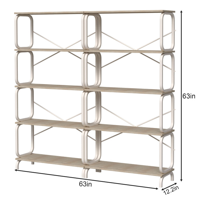 5 Tier Industrial Bookshelf, Tall Bookcase With Open Design, Vintage Storage Organizer Home Essentials