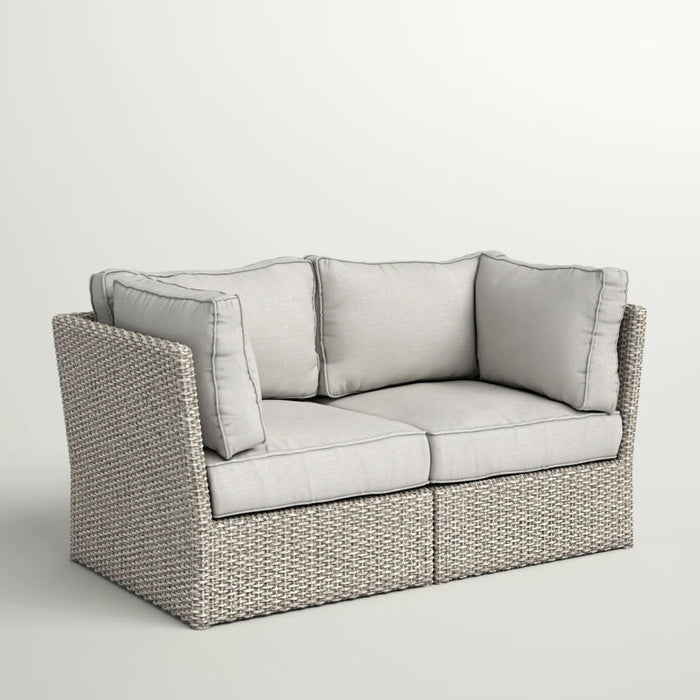Modern Patio Wicker Loveseat With Cushions