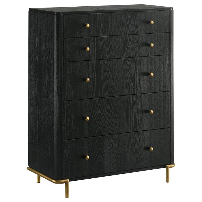 Anser - 5 Drawer Chest, Bedroom Storage Furniture - Black Furniture Max