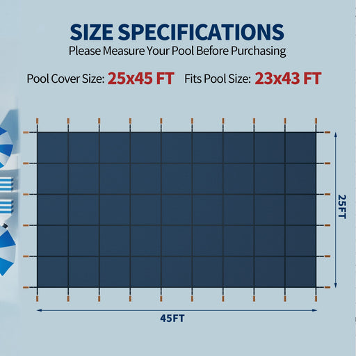 Swimming Pool Safety Cover For Rectangular Pools - Blue Daily Nest