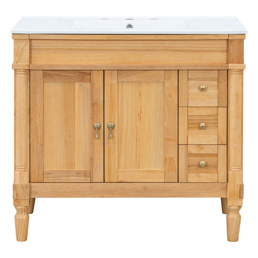 Modern Bathroom Vanity With Ceramic Sink, Soft Close Doors, Adjustable Shelves Hearth and Haven