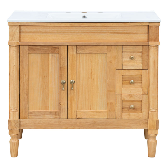 Modern Bathroom Vanity With Ceramic Sink, Soft Close Doors, Adjustable Shelves Hearth and Haven
