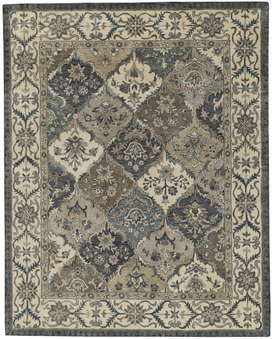 Wool Paisley Tufted Handmade Stain Resistant Area - Rug Blue Gray And Taupe - 2' X 3'
