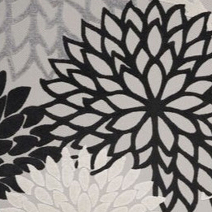 10' X 13' Floral Non Skid Indoor / Outdoor Area Rug - Black / White