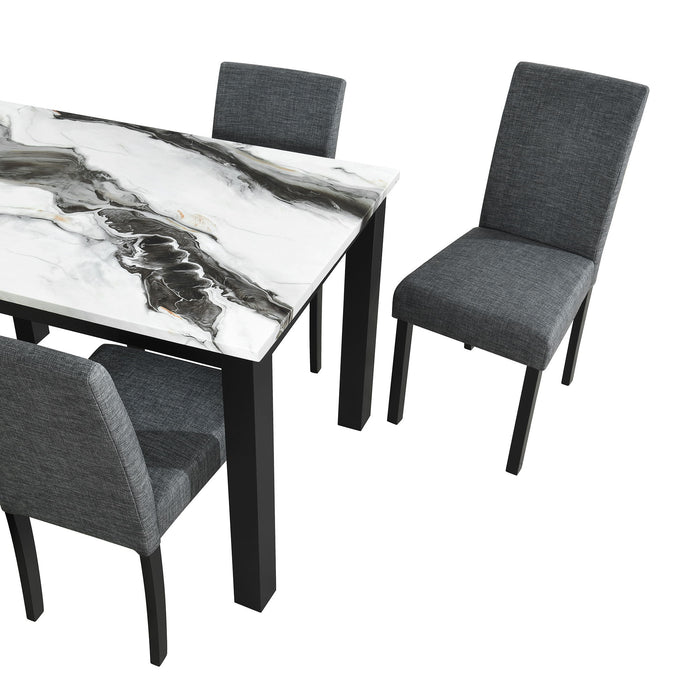 Sarang - Panda Dining Table With 4 Padded Dining Chairs - Black Global Furniture USA