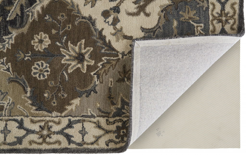 Wool Paisley Tufted Handmade Stain Resistant Area - Rug Blue Gray And Taupe - 2' X 3'