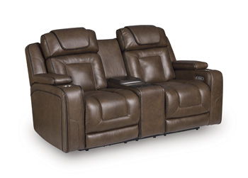 Mestrino - Power Recline Loveseat/Fridge Cooler - Hickory Signature Design by Ashley®