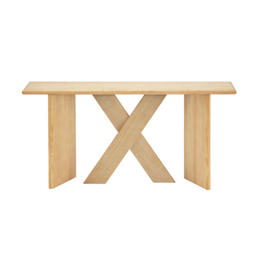 X-Frame Console Table, Angled Cross Leg Design, Rounded Edges - Natural Noble House