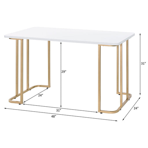 Estie - Writing Desk (Same Ac00902) - White & Gold ACME