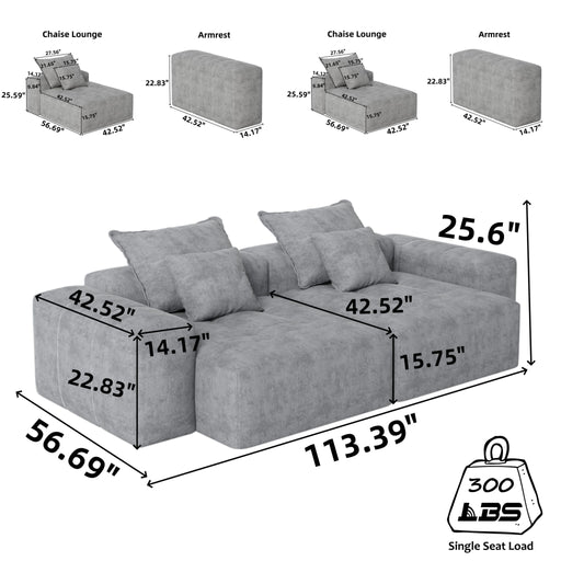 Modern Oversized, Modular Sectional Sofa With Pillows Home Essentials