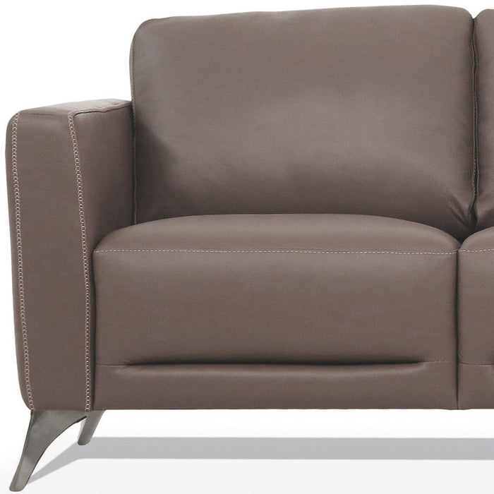 Leather Sofa With Black Legs - Taupe