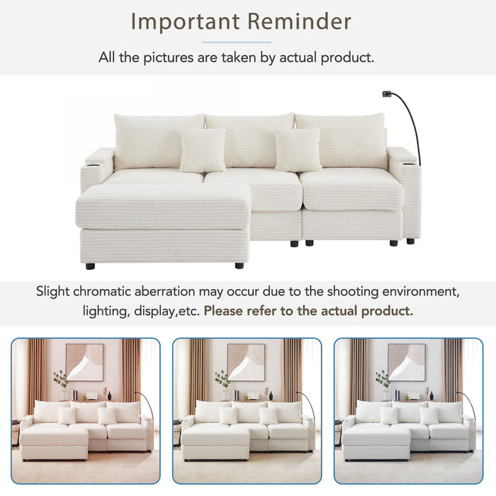 Modern Style Single Sofa Sofa Couch With Storage Space, A Movable Ottoman, 2 USB Ports, 2 Cup Holders, A Phone Holder For Living Room Hearth and Haven