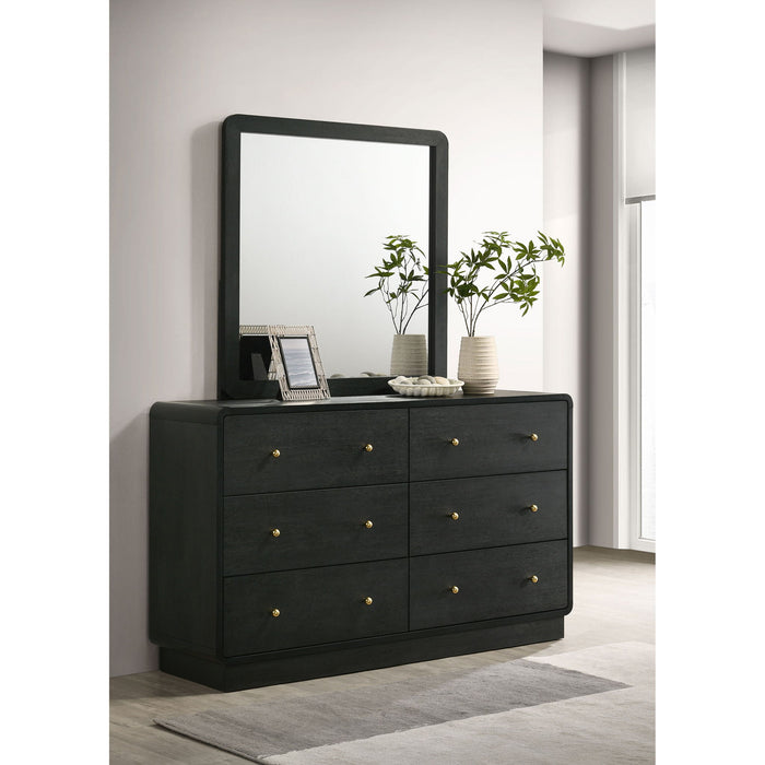 Burton - 6 Drawer Dresser With Mirror - Black Furniture Max