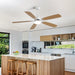 52" DC Motor Ceiling Fan With LED Light, 6 Speed Remote Control, Reversible Blades For Living Room - White Daily Nest