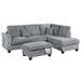 Contemporary Sectional Set With Right Arm Chaise, Left Arm Sofa With USB Port, Storage Ottoman Home Essentials